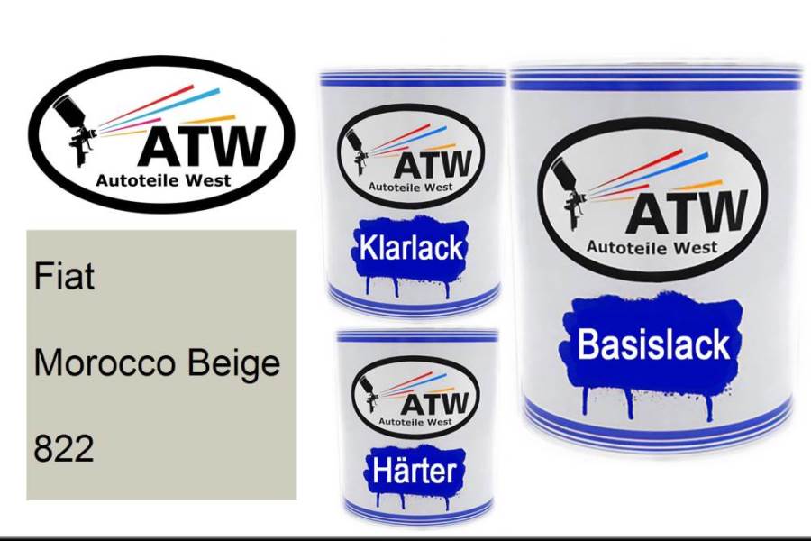 Fiat, Morocco Beige, 822: 1L Lackdose + 1L Klarlack + 500ml Härter - Set, von ATW Autoteile West.
